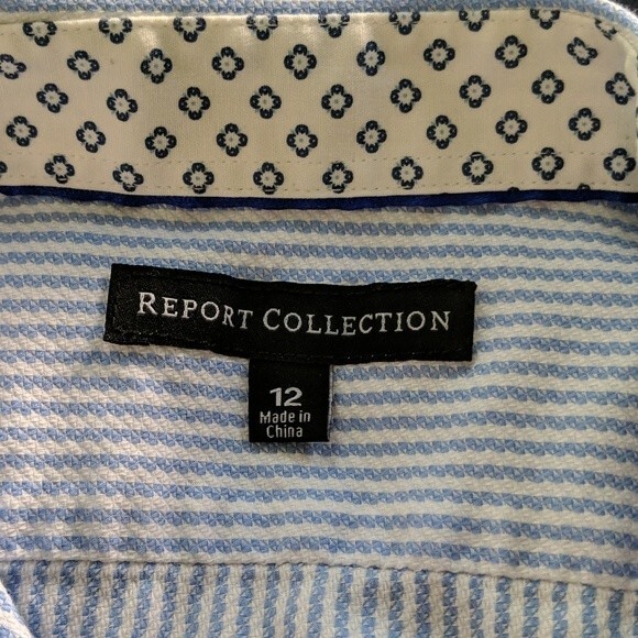 REPORT Collection Dress Shirt Contrast Cuff and Collar lining size 12 - Picture 2 of 3
